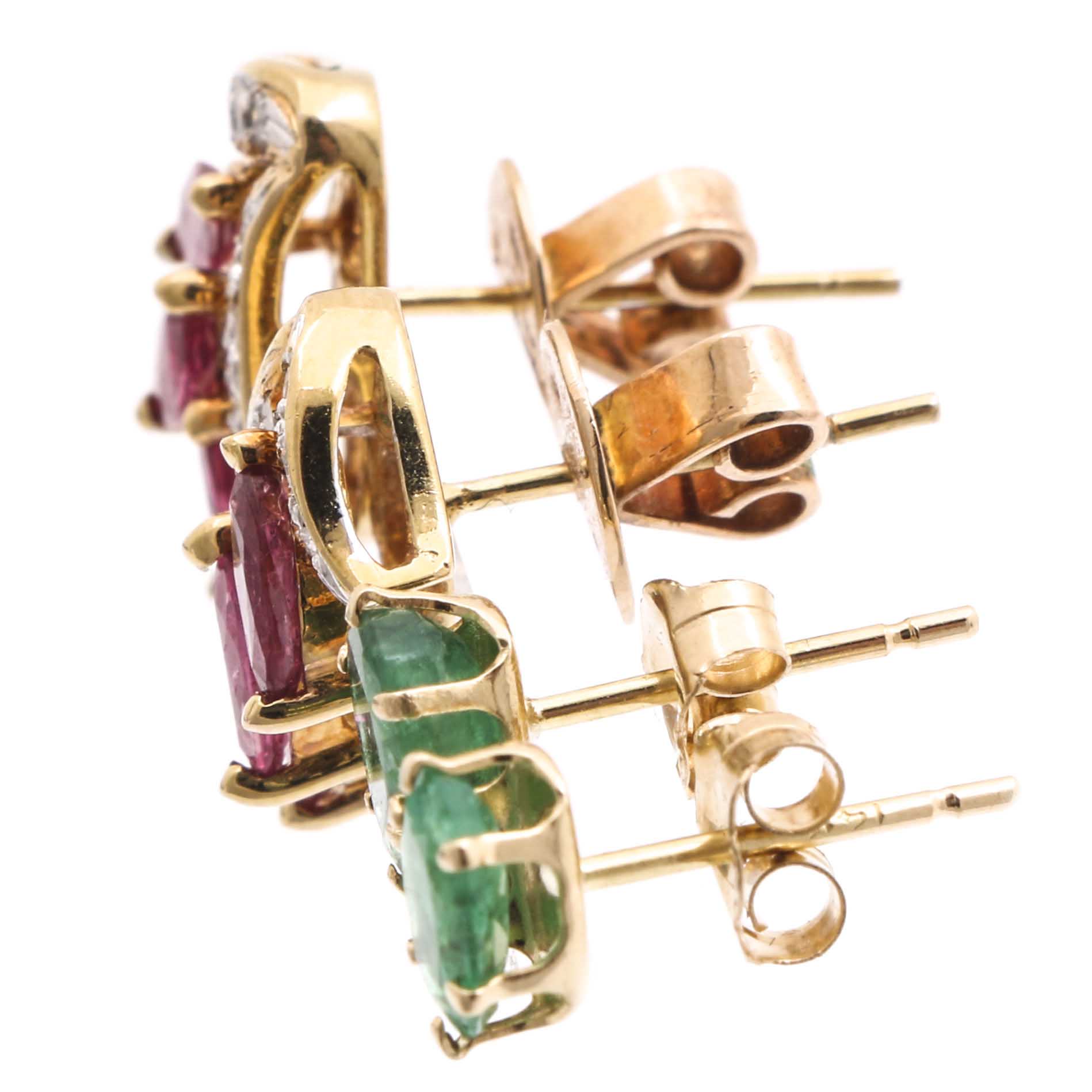14K Yellow Gold Gemstone Earrings