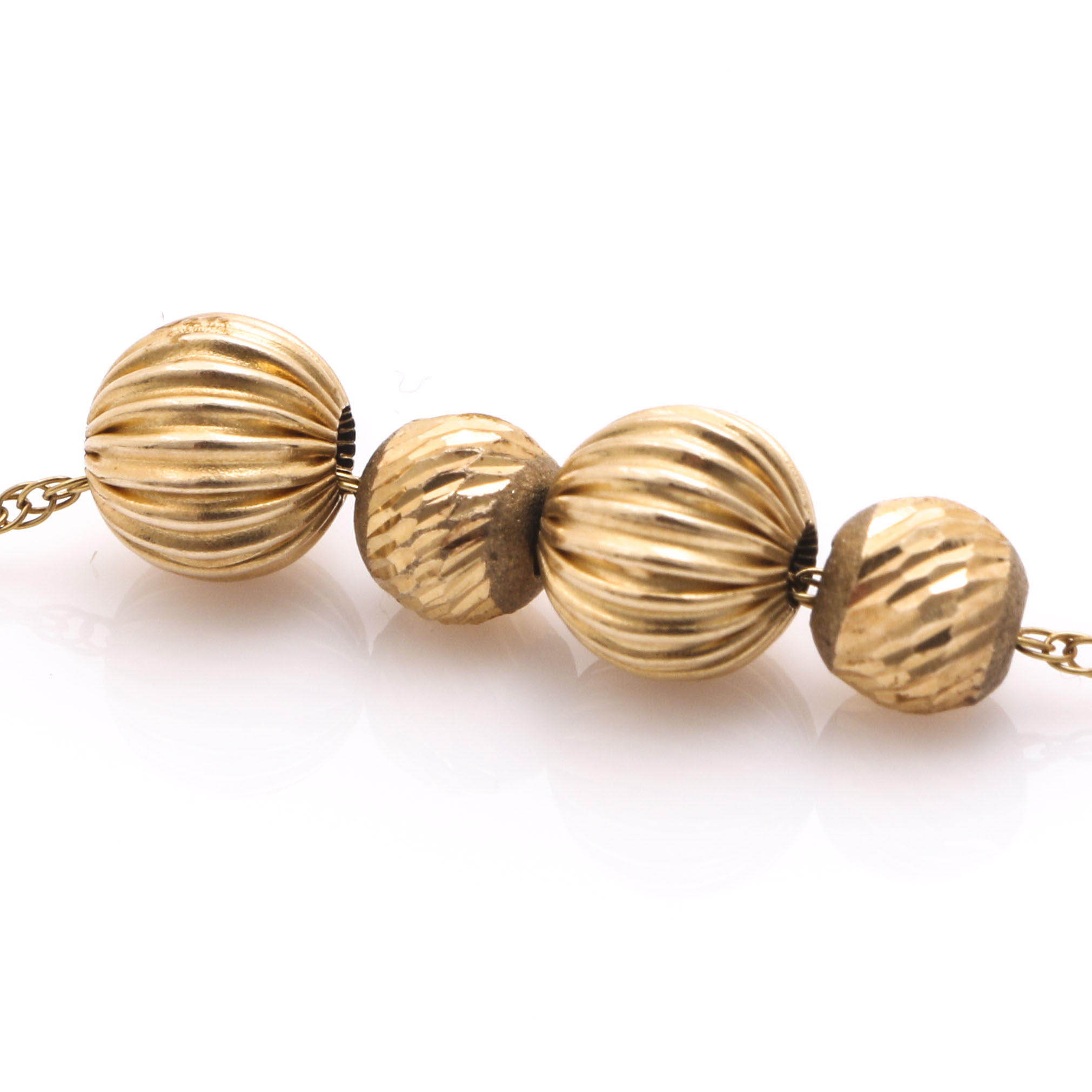 14K Yellow Gold Beads and Rope Chain Necklace