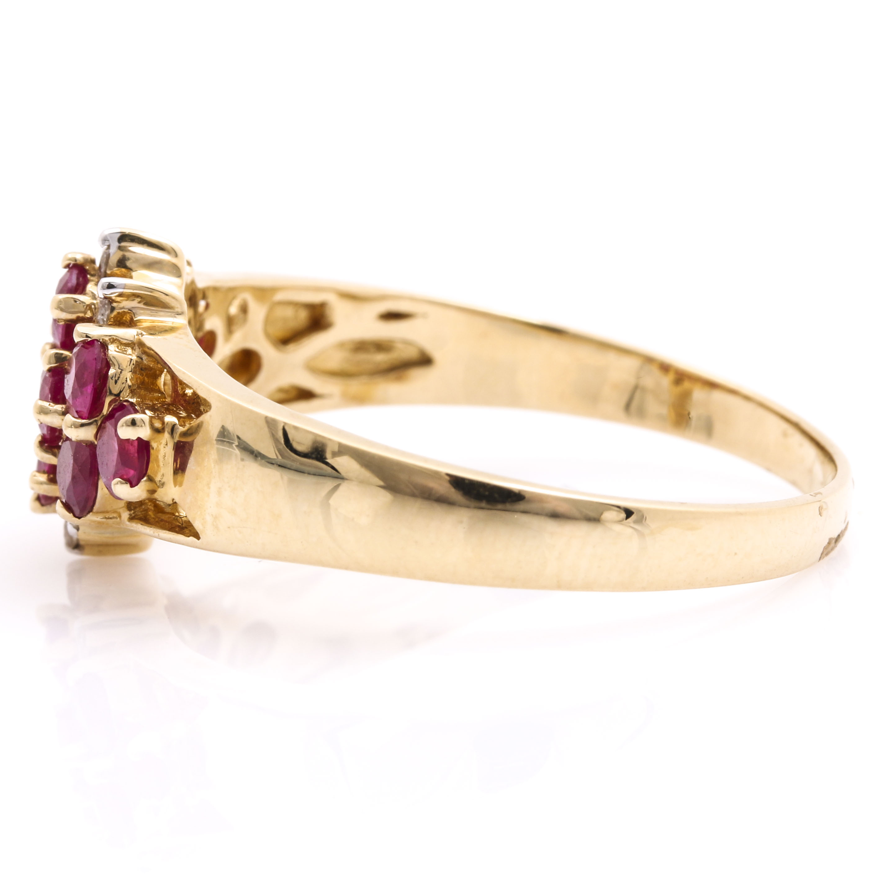 14K Yellow Gold Ruby and Diamond Ring