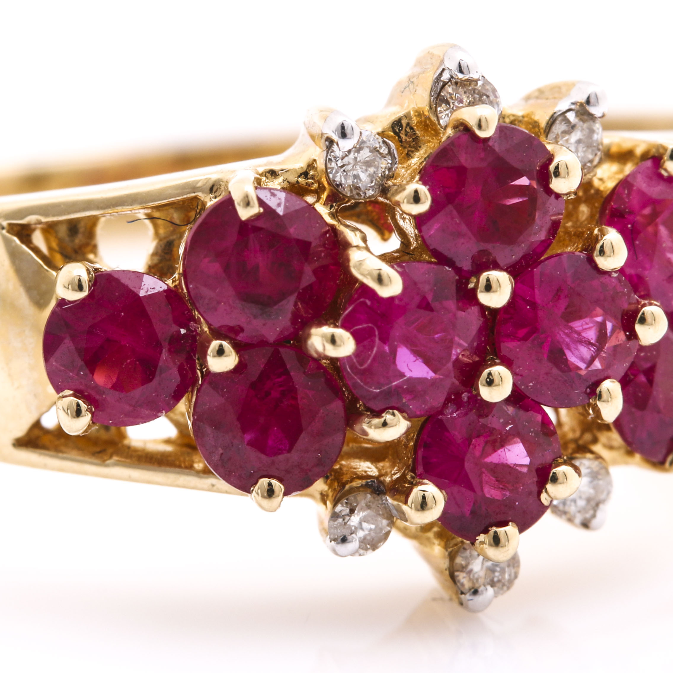 14K Yellow Gold Ruby and Diamond Ring