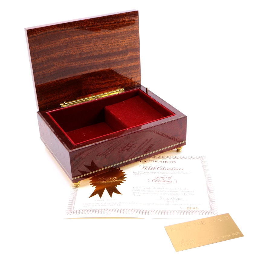 Legno Intarsiato Limited Edition Inlaid Wood Music/Jewelry Box "White Christmas"