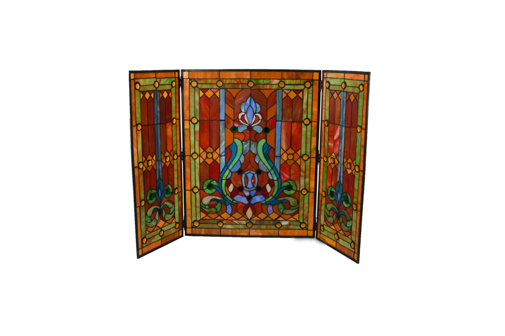 Decorative Stained Glass Fireplace Screen