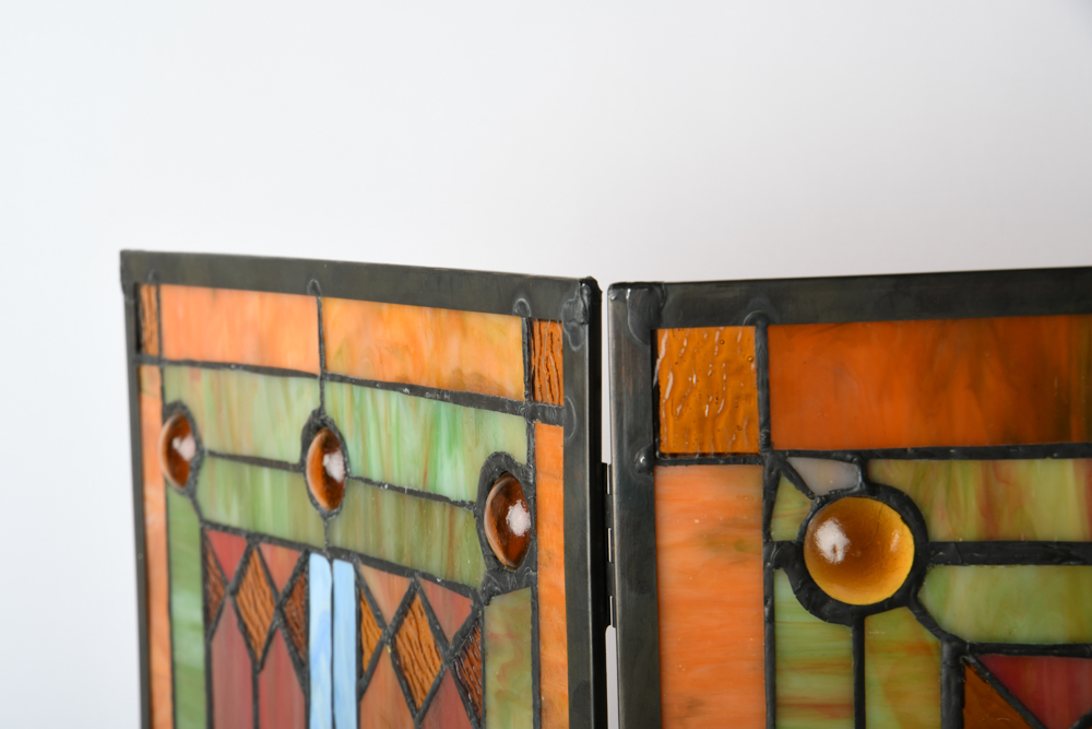 Decorative Stained Glass Fireplace Screen