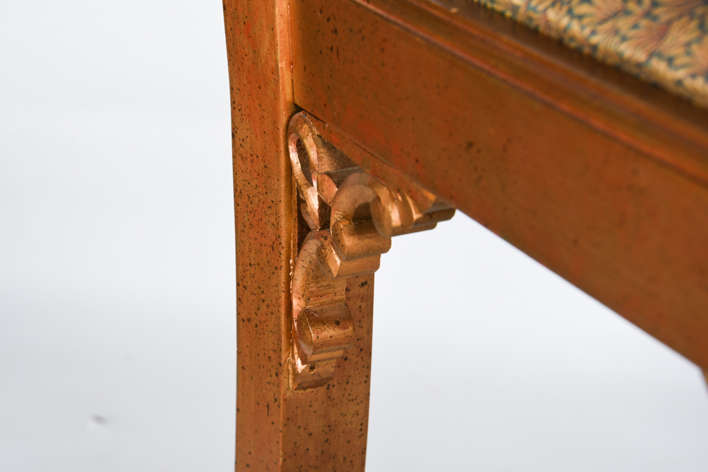 Carved Wooden Chairs with Upholstered Seat and Tassel