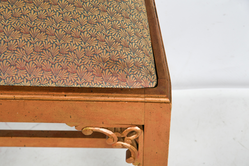 Carved Wooden Chairs with Upholstered Seat and Tassel