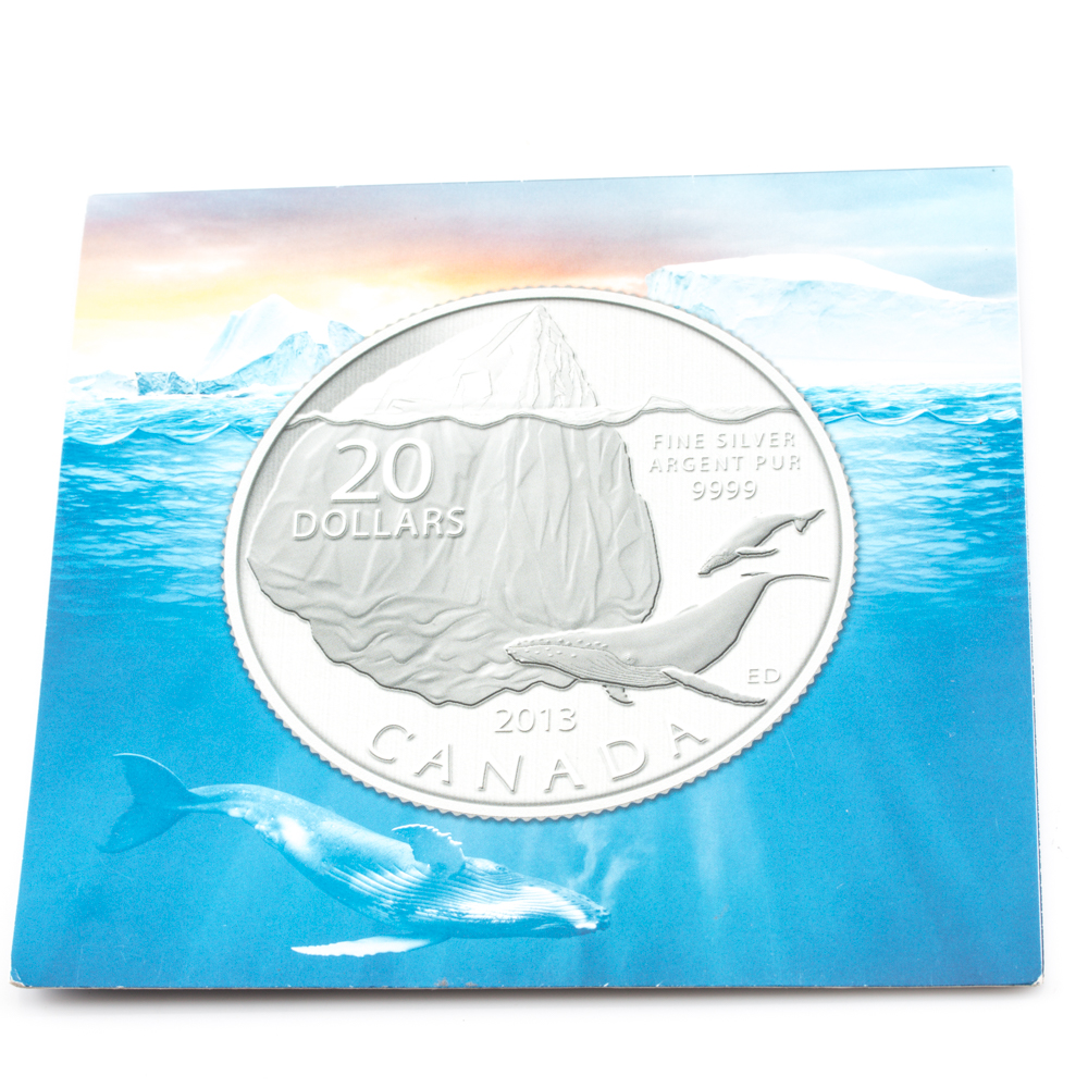 2013 Silver Iceberg and Whale $20 Coin From the Royal Canadian Mint