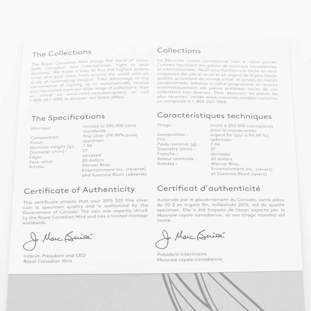 Pair of 2015 Silver Bugs Bunny $20 Coins From the Royal Canadian Mint