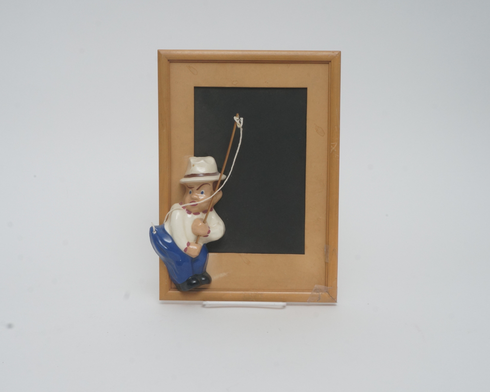 Pair of Wooden Pictures Frames with Ceramic Decorative Figures Of Artcraft Novelty