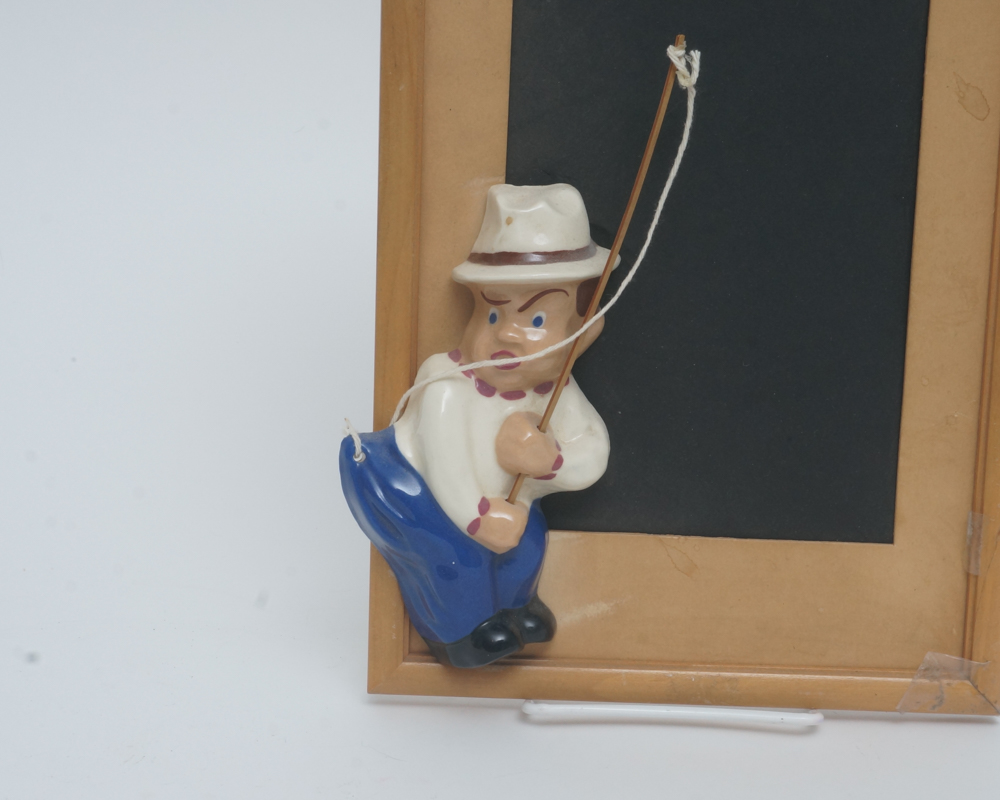 Pair of Wooden Pictures Frames with Ceramic Decorative Figures Of Artcraft Novelty