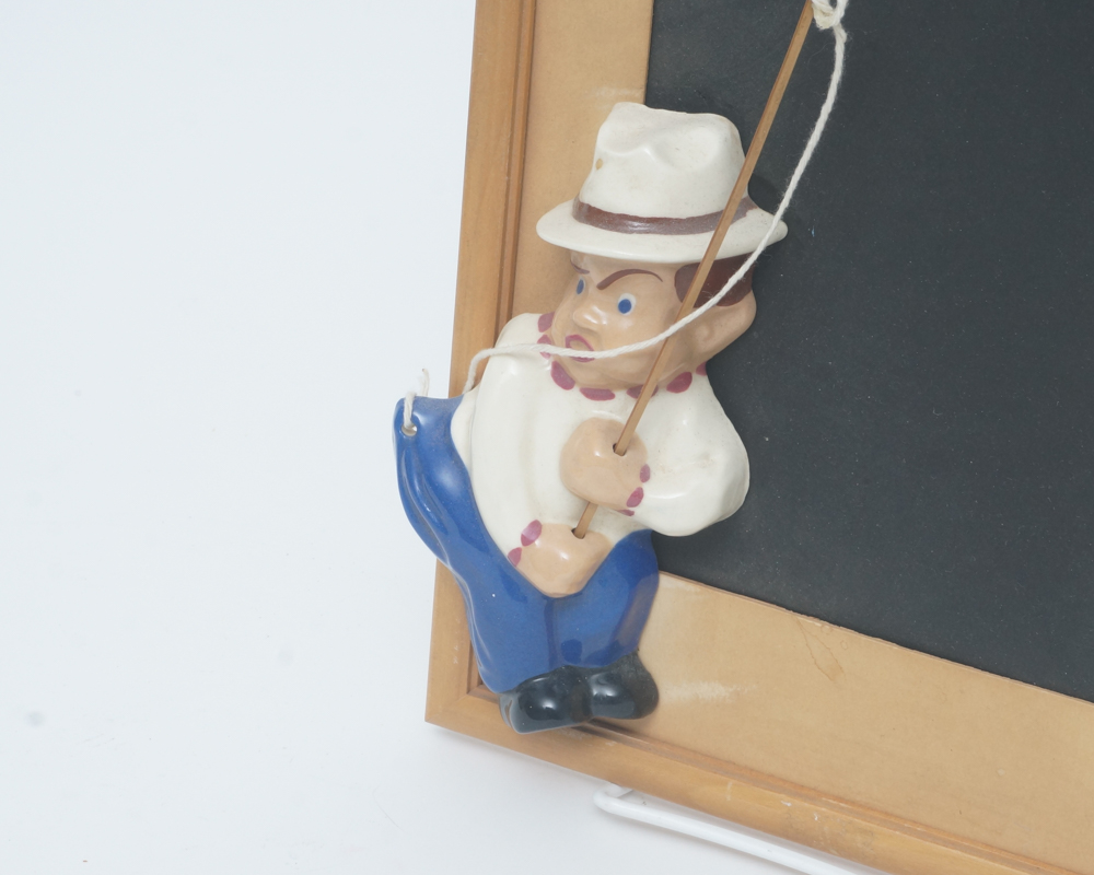 Pair of Wooden Pictures Frames with Ceramic Decorative Figures Of Artcraft Novelty