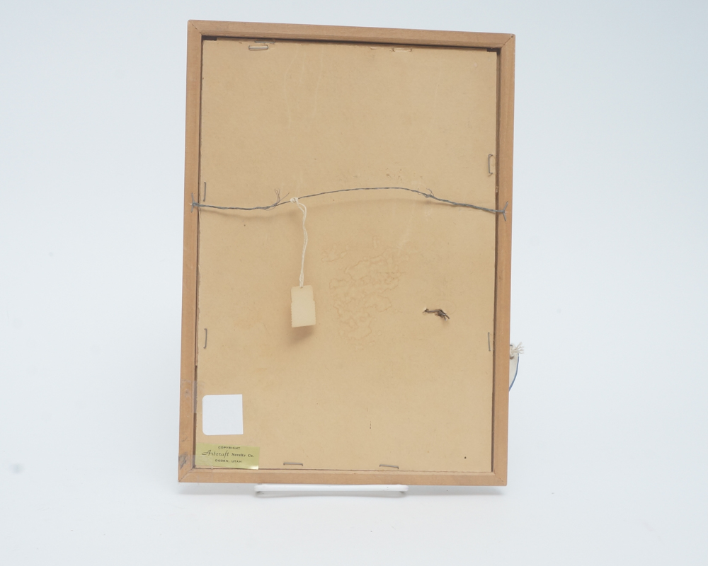 Pair of Wooden Pictures Frames with Ceramic Decorative Figures Of Artcraft Novelty