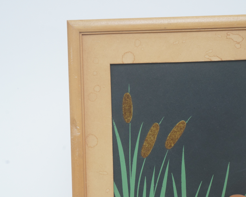 Pair of Wooden Pictures Frames with Ceramic Decorative Figures Of Artcraft Novelty