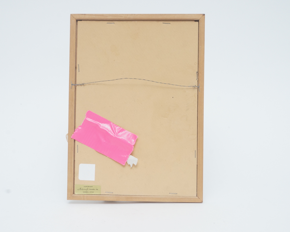 Pair of Wooden Pictures Frames with Ceramic Decorative Figures Of Artcraft Novelty