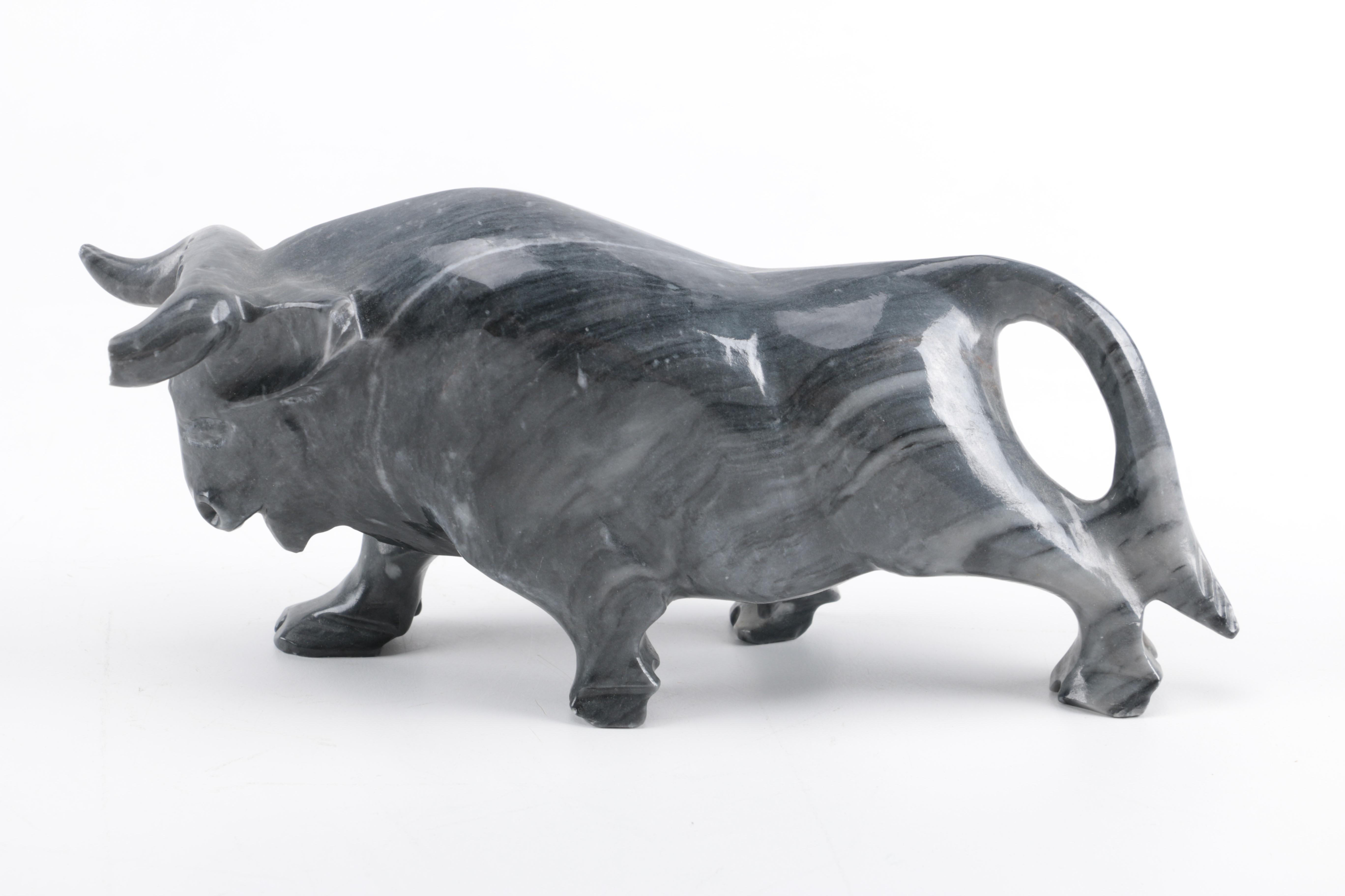 Marble Bull Figurines