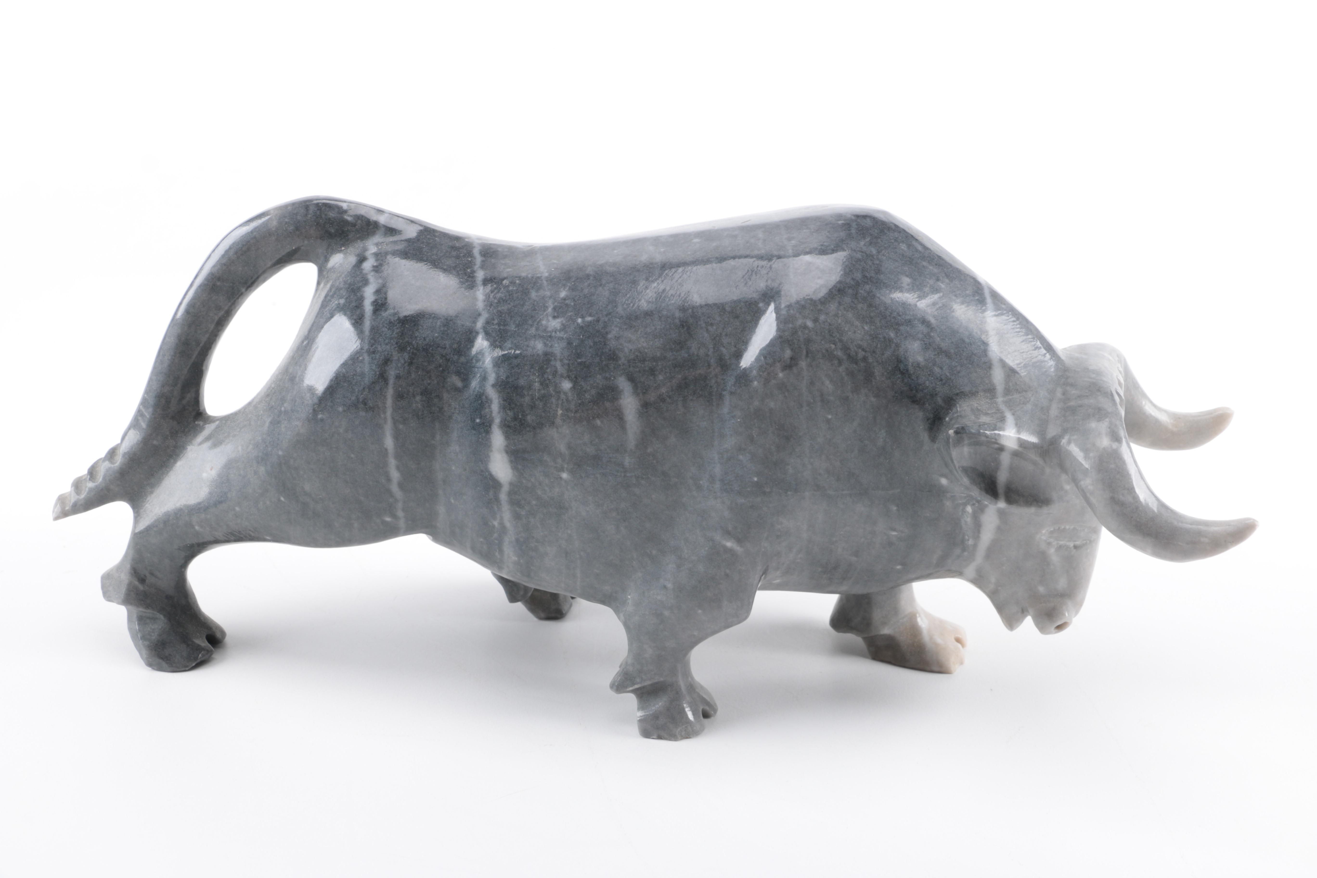 Marble Bull Figurines