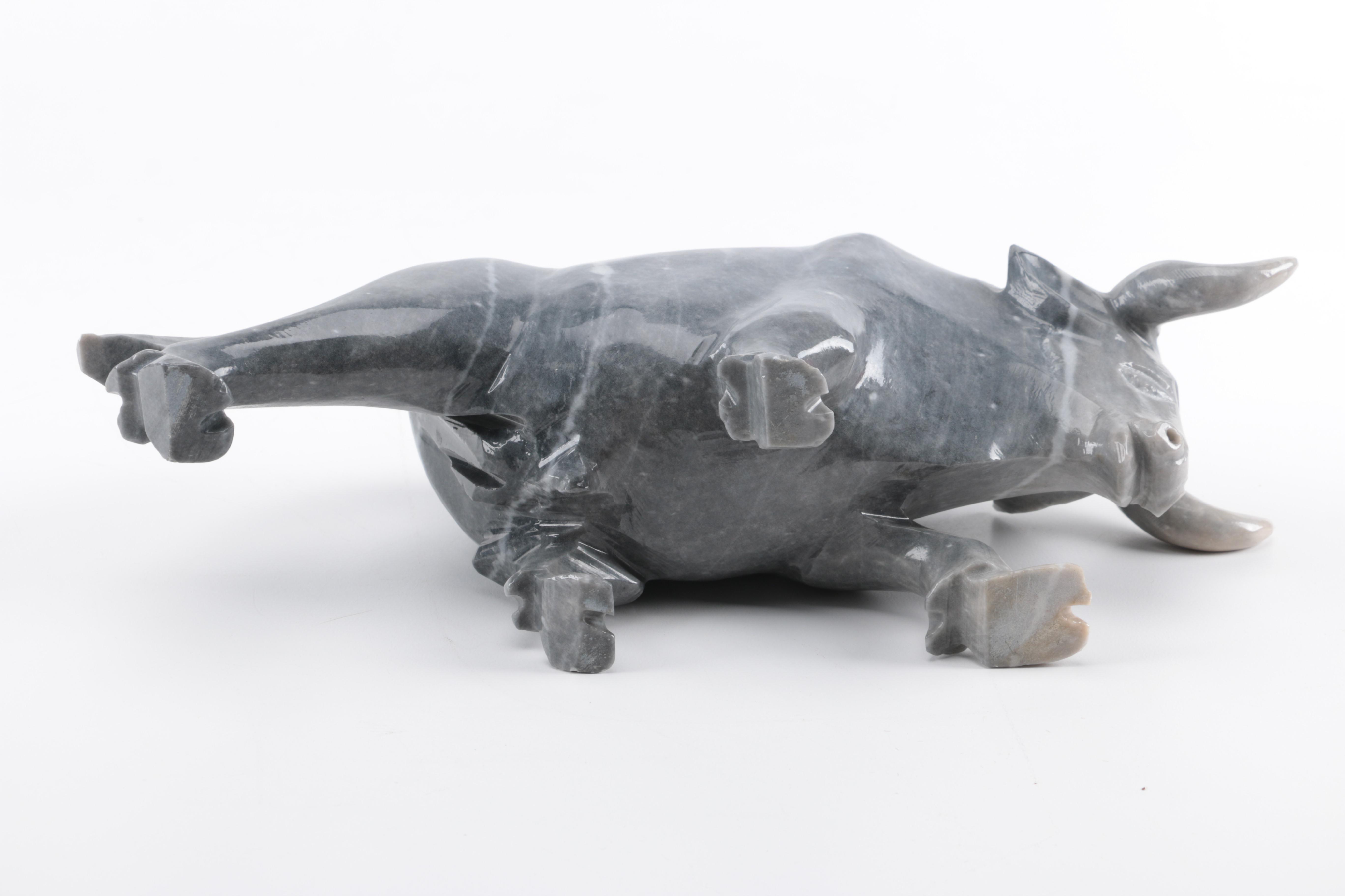 Marble Bull Figurines