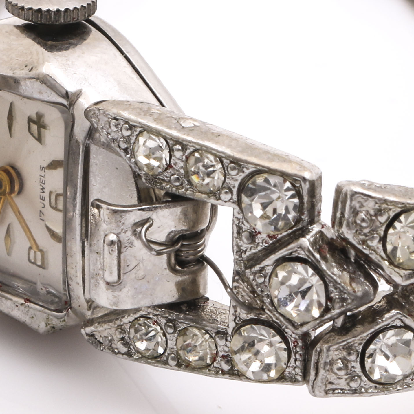 Semag Silver Tone Glass Crystal Encrusted Watch