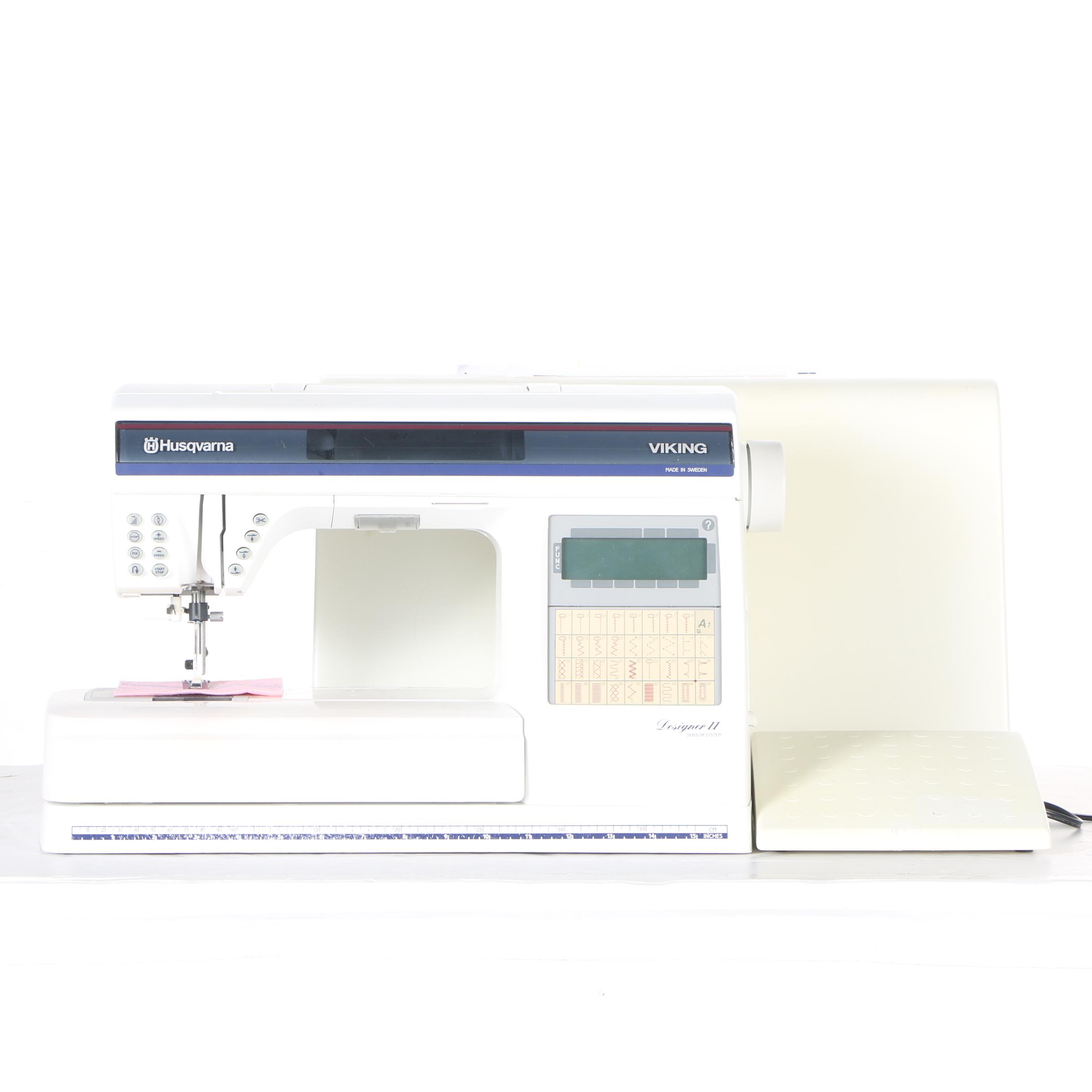 Two Husqvarna Viking Designer II Computerized Sewing Machines