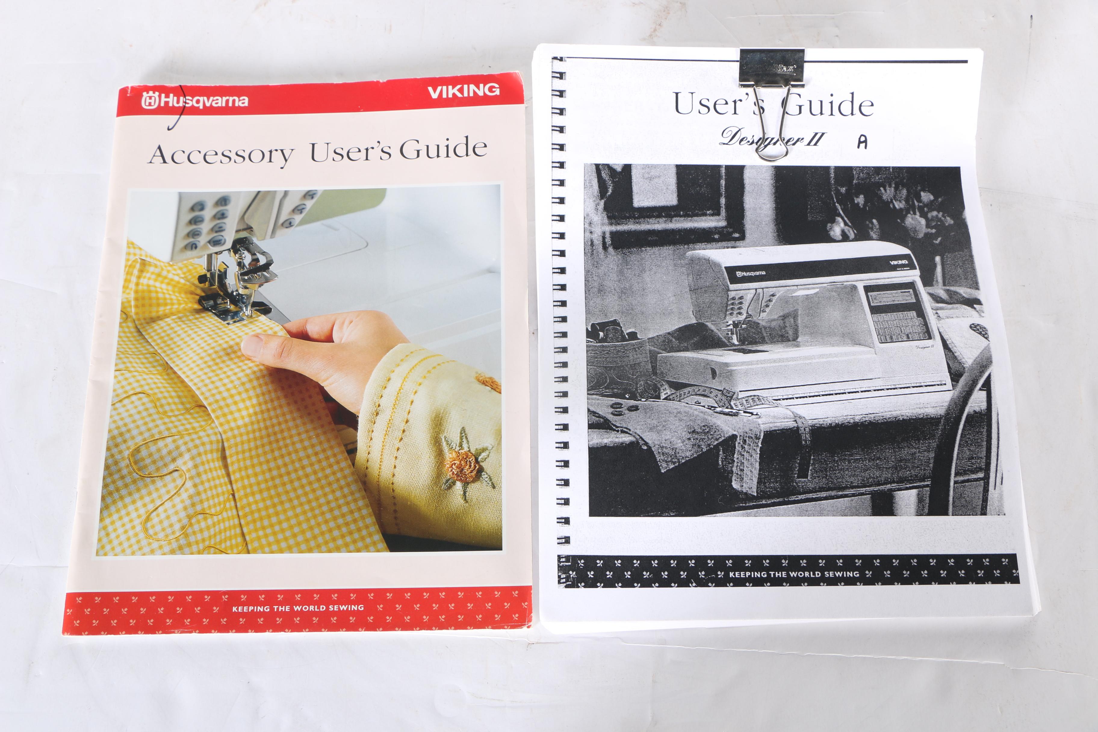 Two Husqvarna Viking Designer II Computerized Sewing Machines