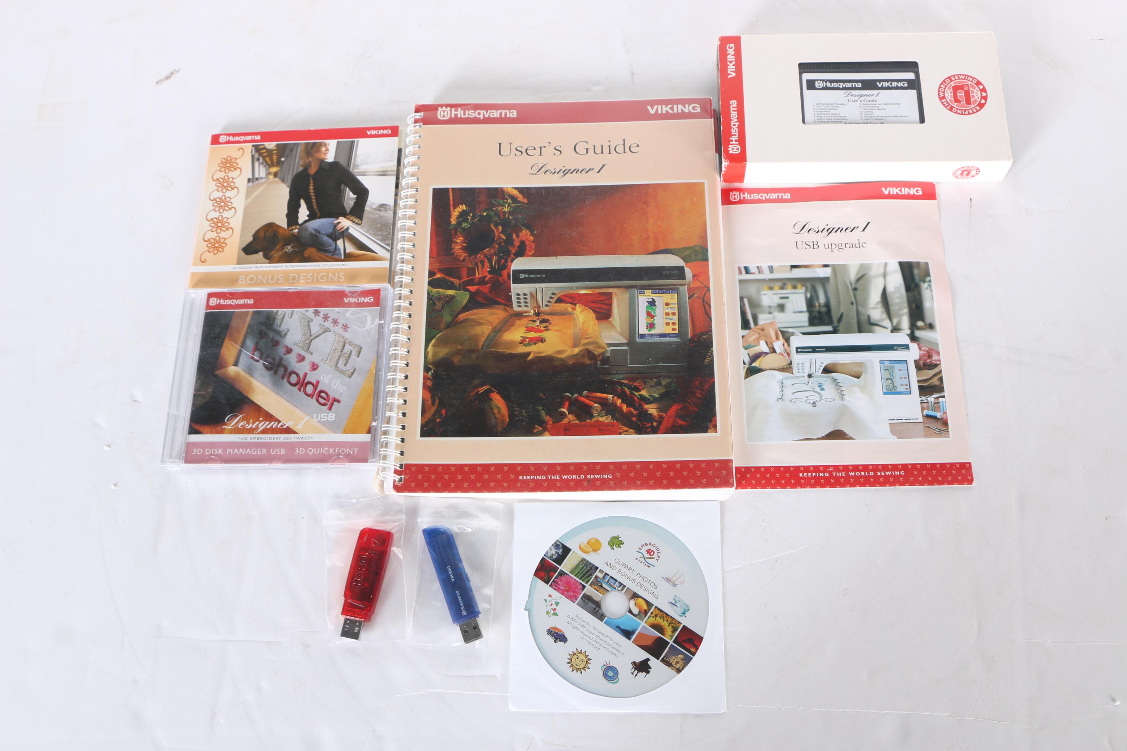 Two Husqvarna Viking Designer II Computerized Sewing Machines