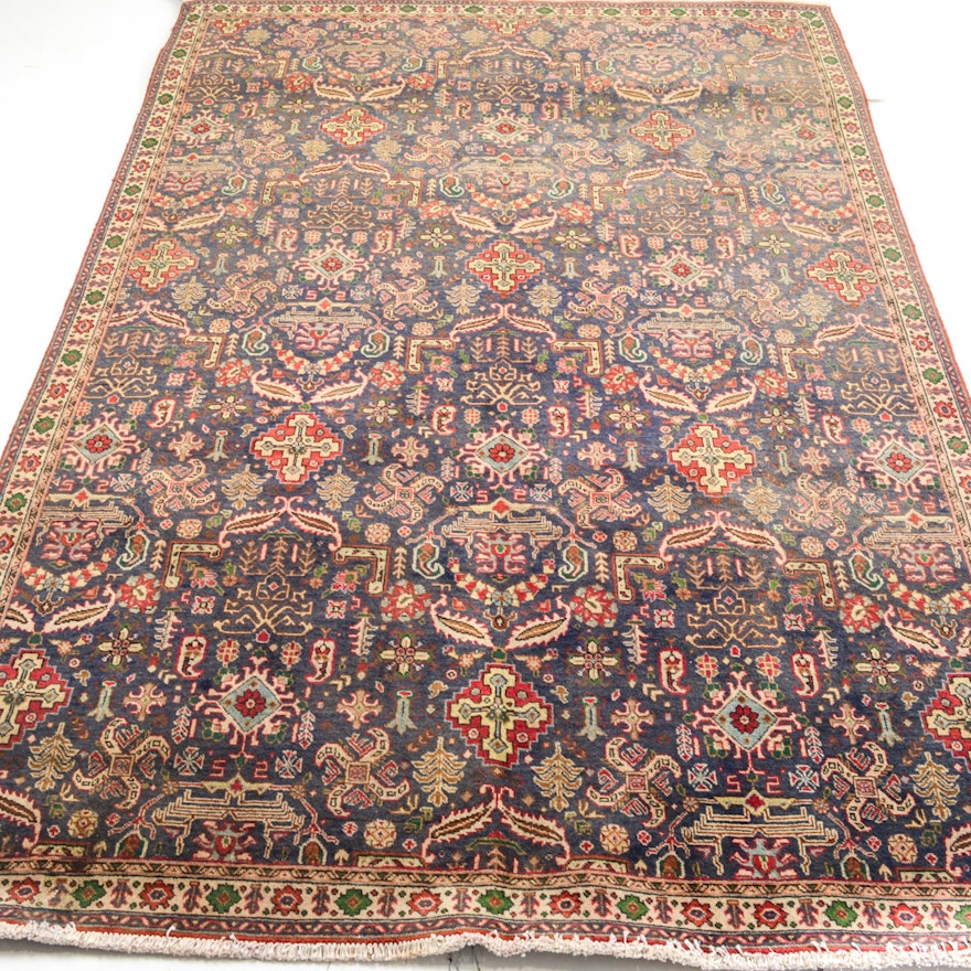 Semi-Antique Hand-Knotted Persian Tabriz Area Rug