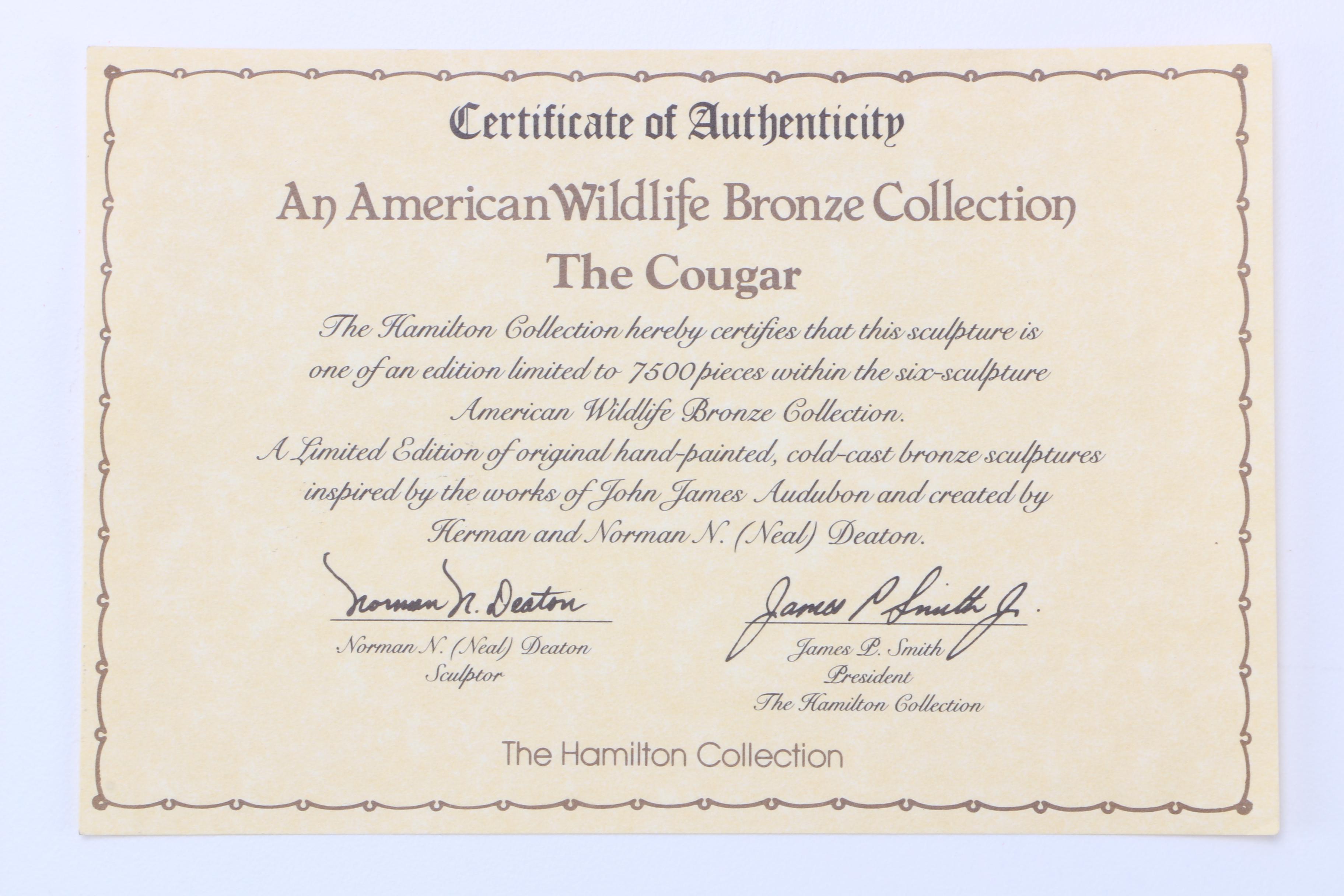The Hamilton Collection "An American Wildlife Bronze Collection" Animal Figurines