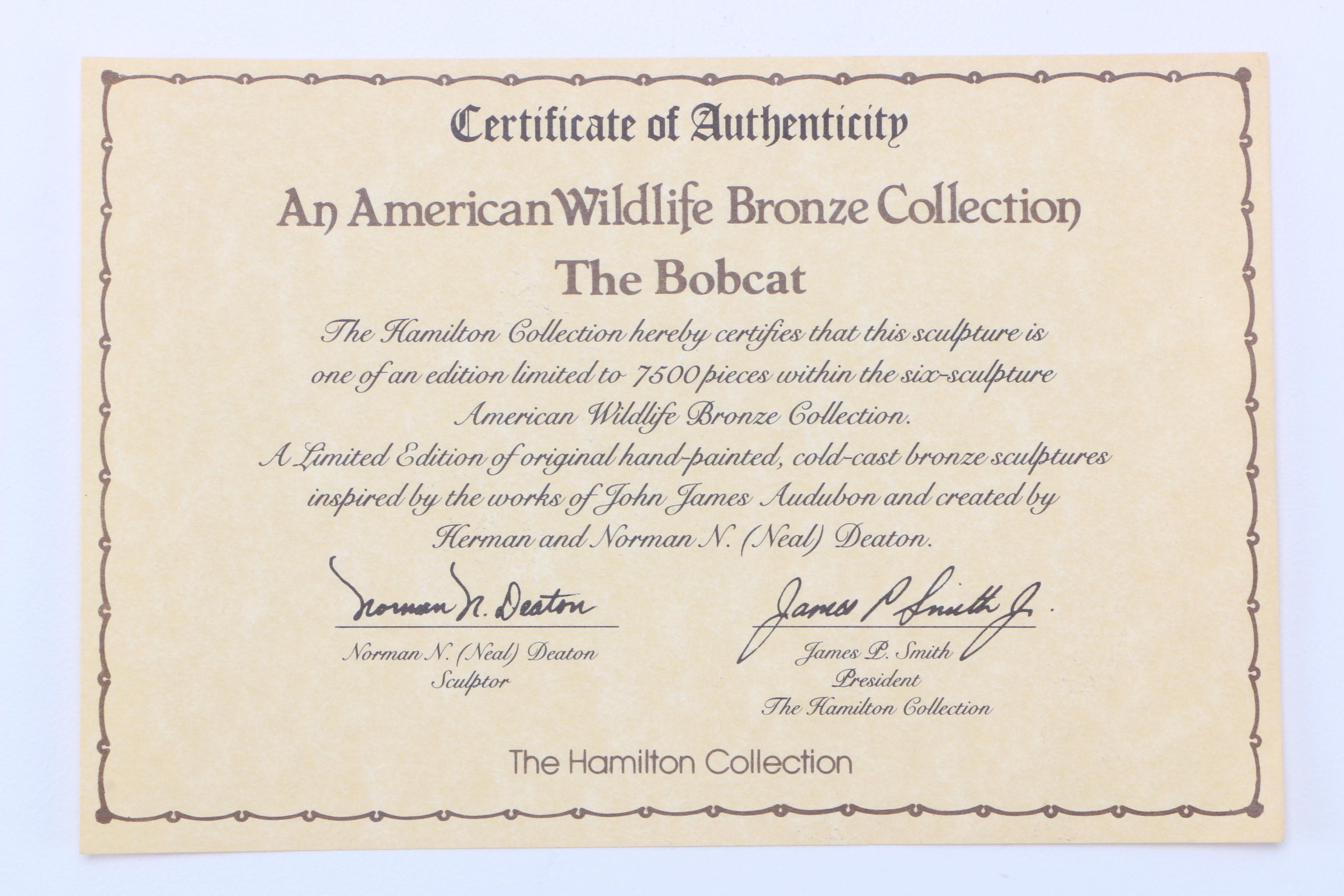 The Hamilton Collection "An American Wildlife Bronze Collection" Animal Figurines