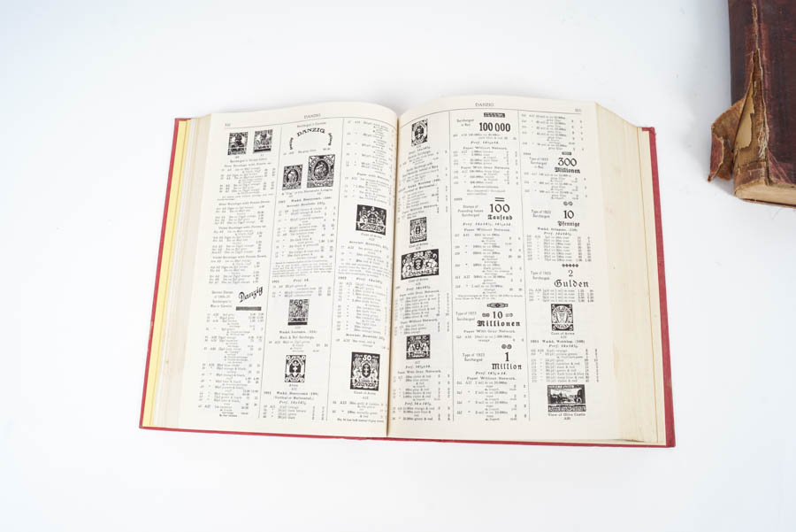 Antique Dictionary and Vintage Stamp Collector's Catalog
