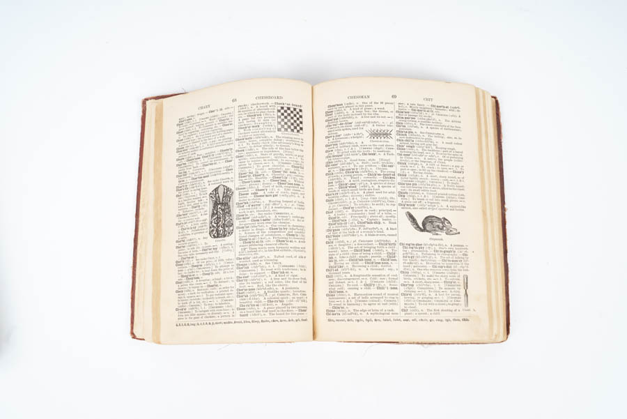 Antique Dictionary and Vintage Stamp Collector's Catalog