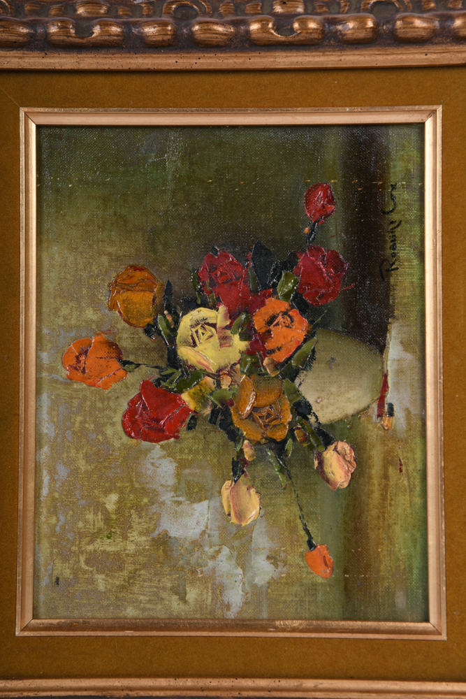 Vintage Framed Floral Still Life Oil Paintings