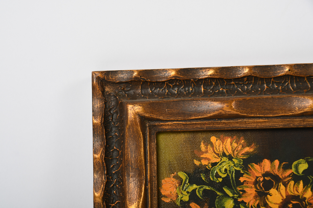 Vintage Framed Floral Still Life Oil Paintings