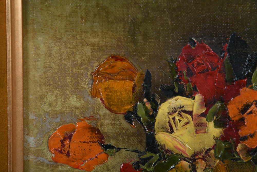 Vintage Framed Floral Still Life Oil Paintings