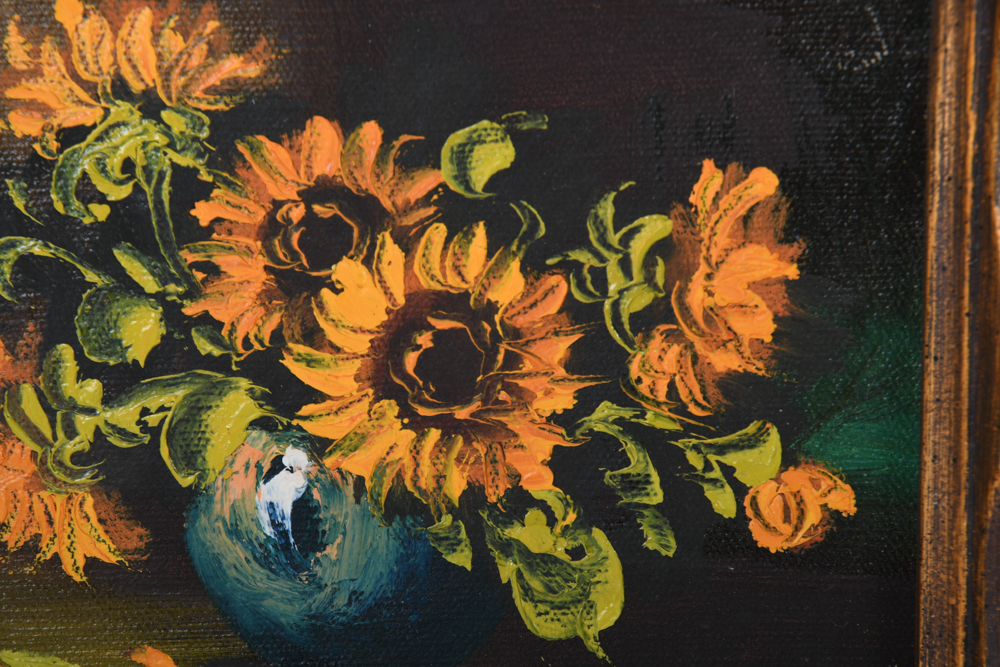 Vintage Framed Floral Still Life Oil Paintings