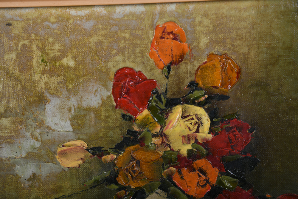 Vintage Framed Floral Still Life Oil Paintings