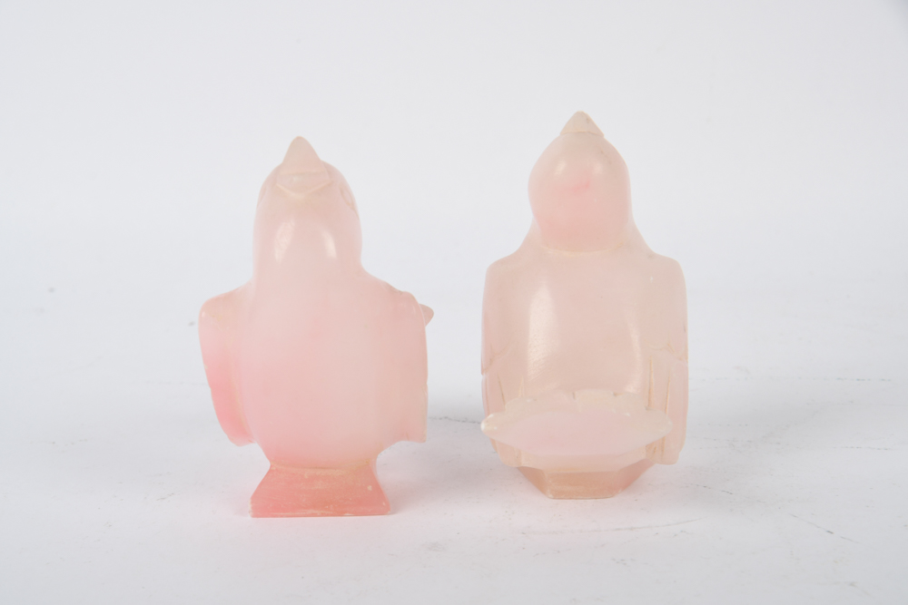 Italian Carved Alabaster Birds and Lidded Dish