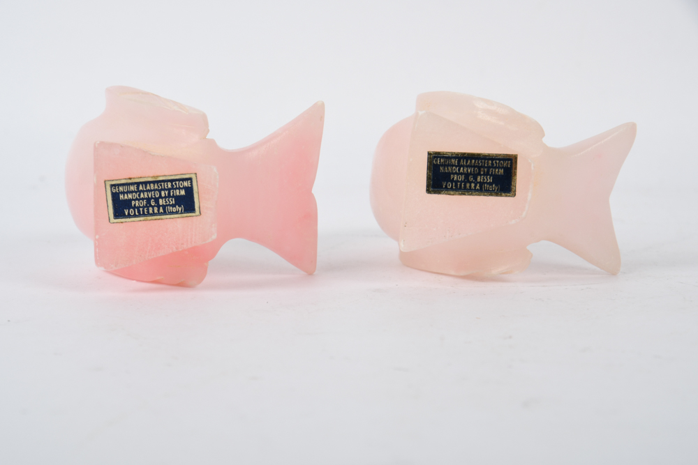 Italian Carved Alabaster Birds and Lidded Dish