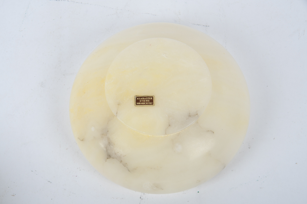 Italian Carved Alabaster Birds and Lidded Dish