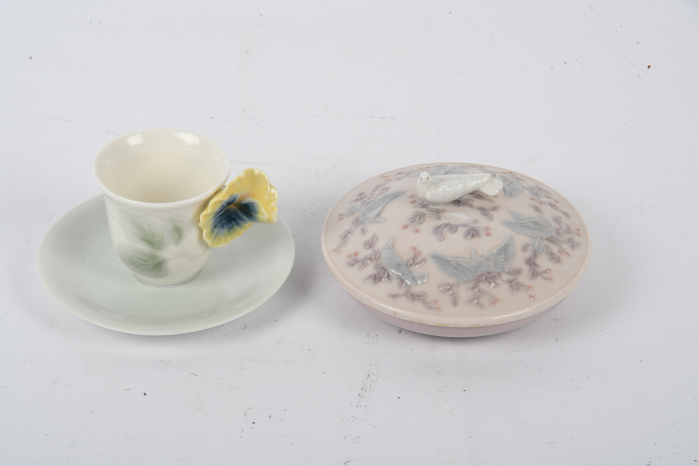 Lladró Cup, Saucer and Trinket Dish