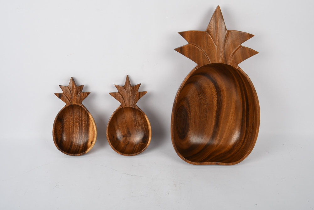 Wooden Pineapple Bowl Set