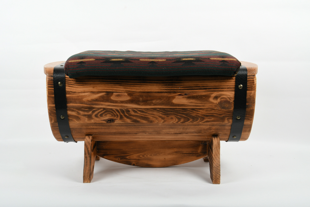 Oak Half Barrel Storage Foot Stool