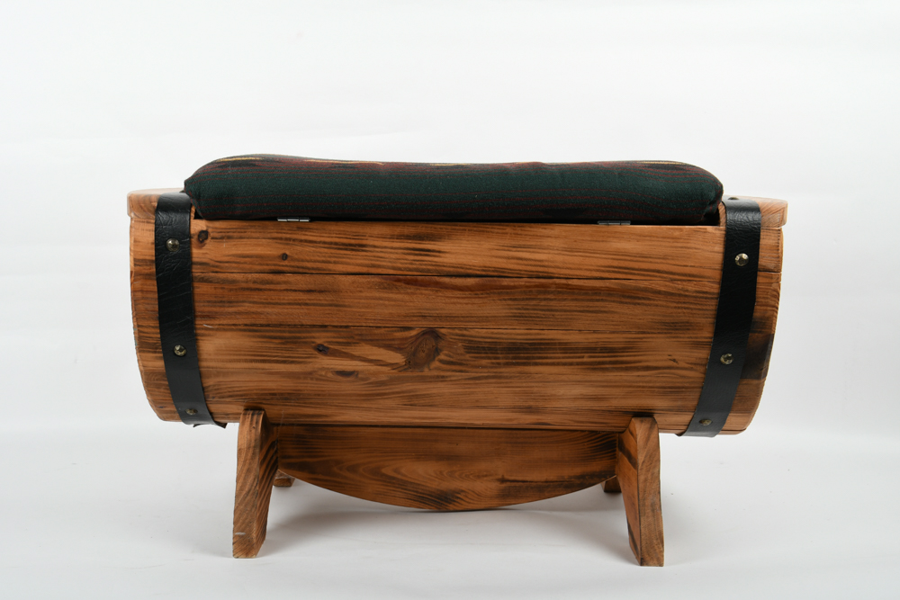 Oak Half Barrel Storage Foot Stool