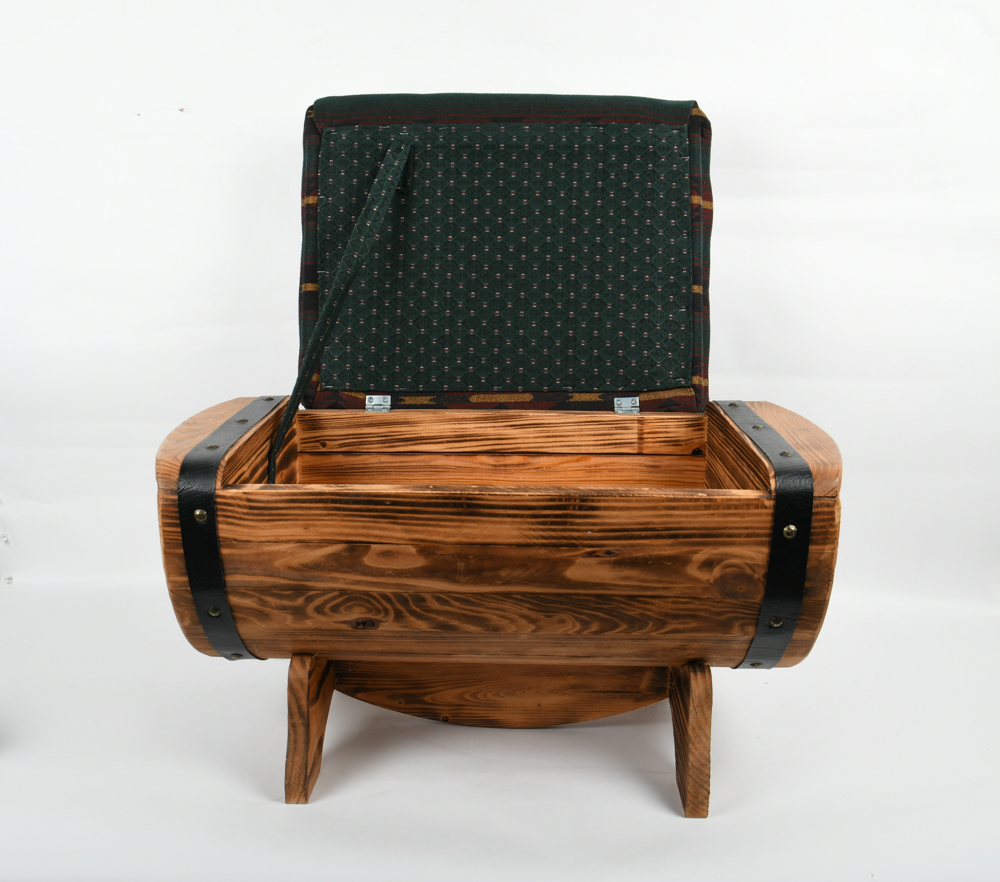 Oak Half Barrel Storage Foot Stool