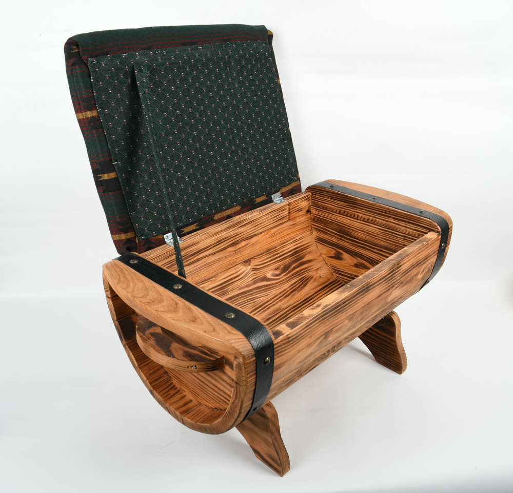 Oak Half Barrel Storage Foot Stool