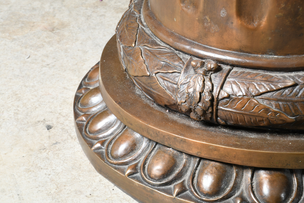 Glass Table Top with Bronze Pedestal Base