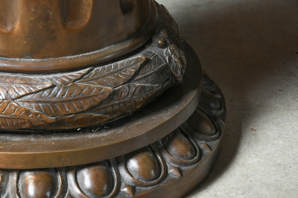 Glass Table Top with Bronze Pedestal Base