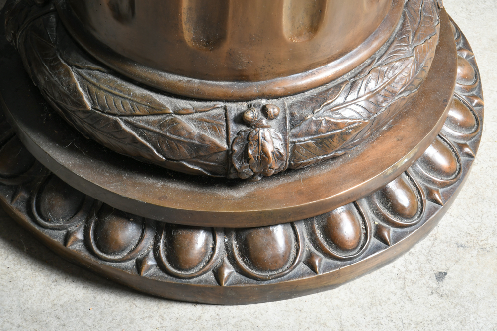 Glass Table Top with Bronze Pedestal Base