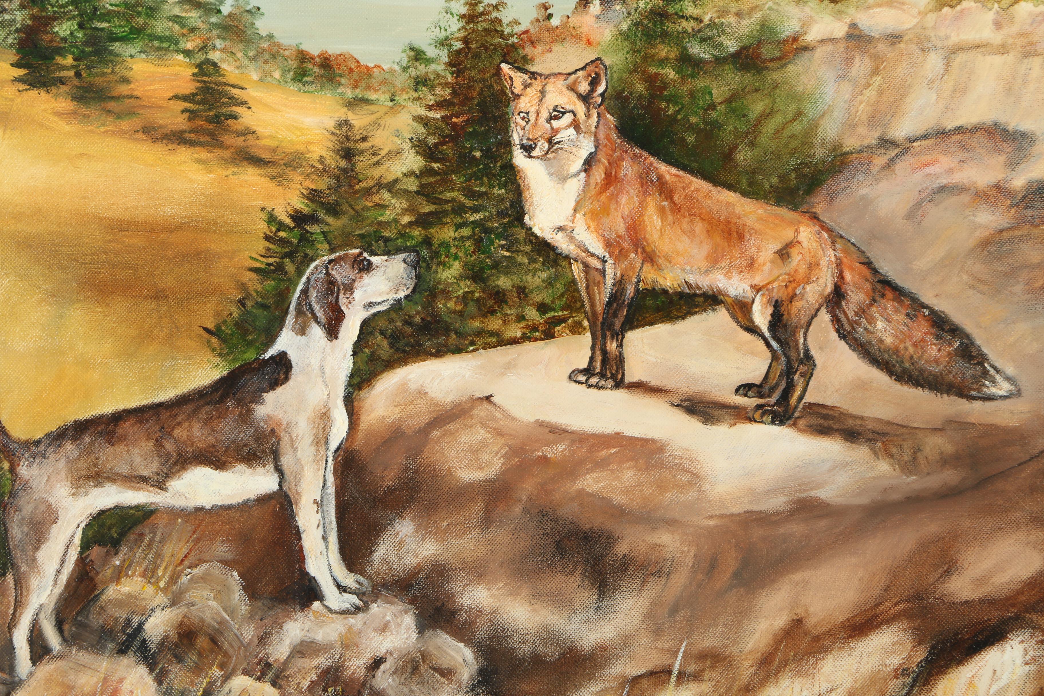 Fox Themed Art Including Oil on Canvas and Offset Lithograph