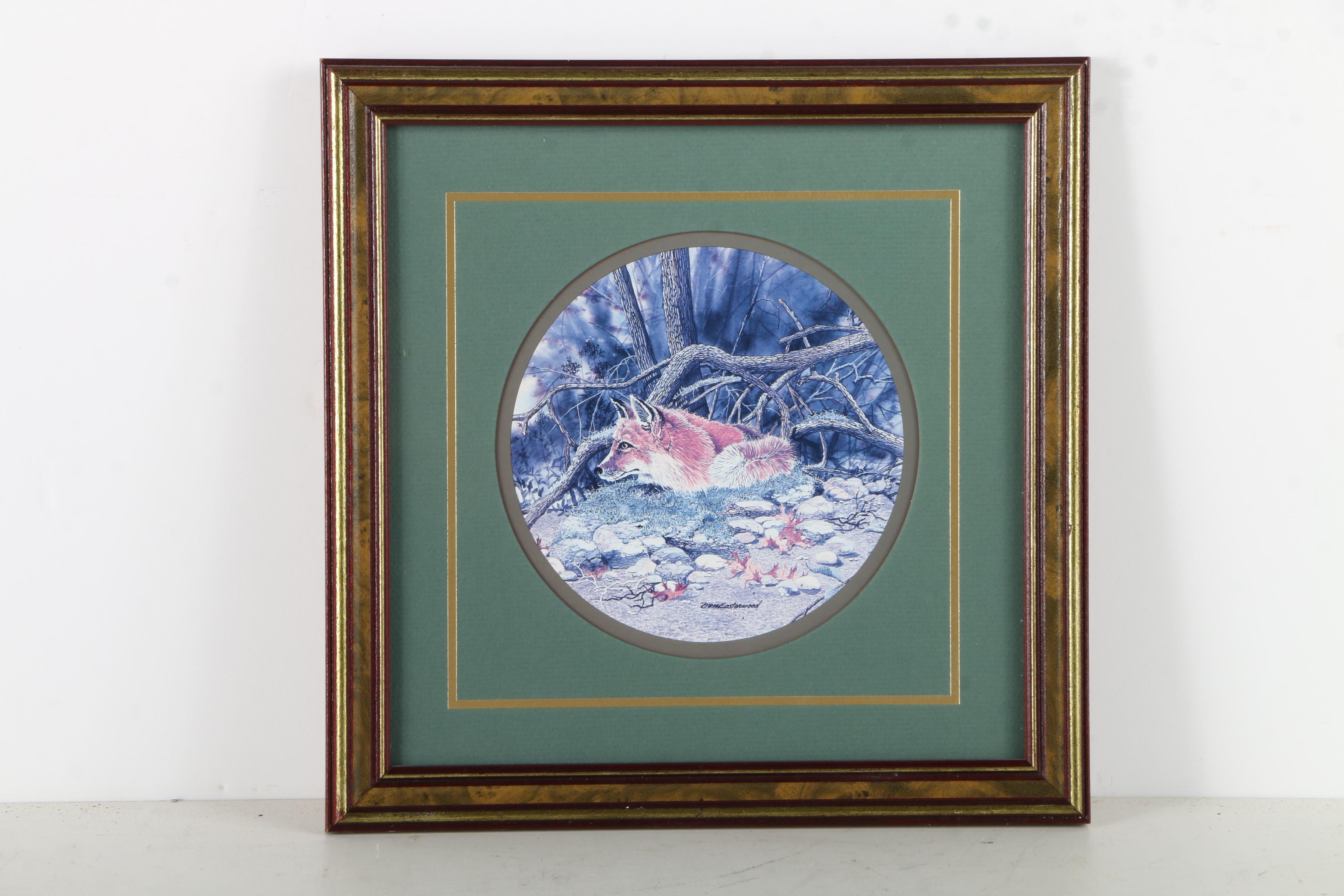 Fox Themed Art Including Oil on Canvas and Offset Lithograph