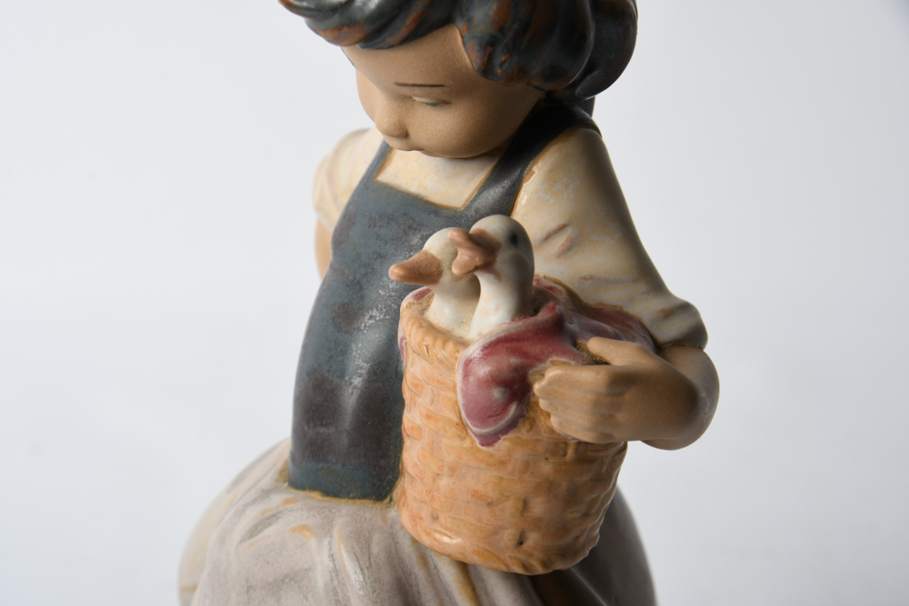 Lladró "Girl with a Basket of Ducks" Figurine