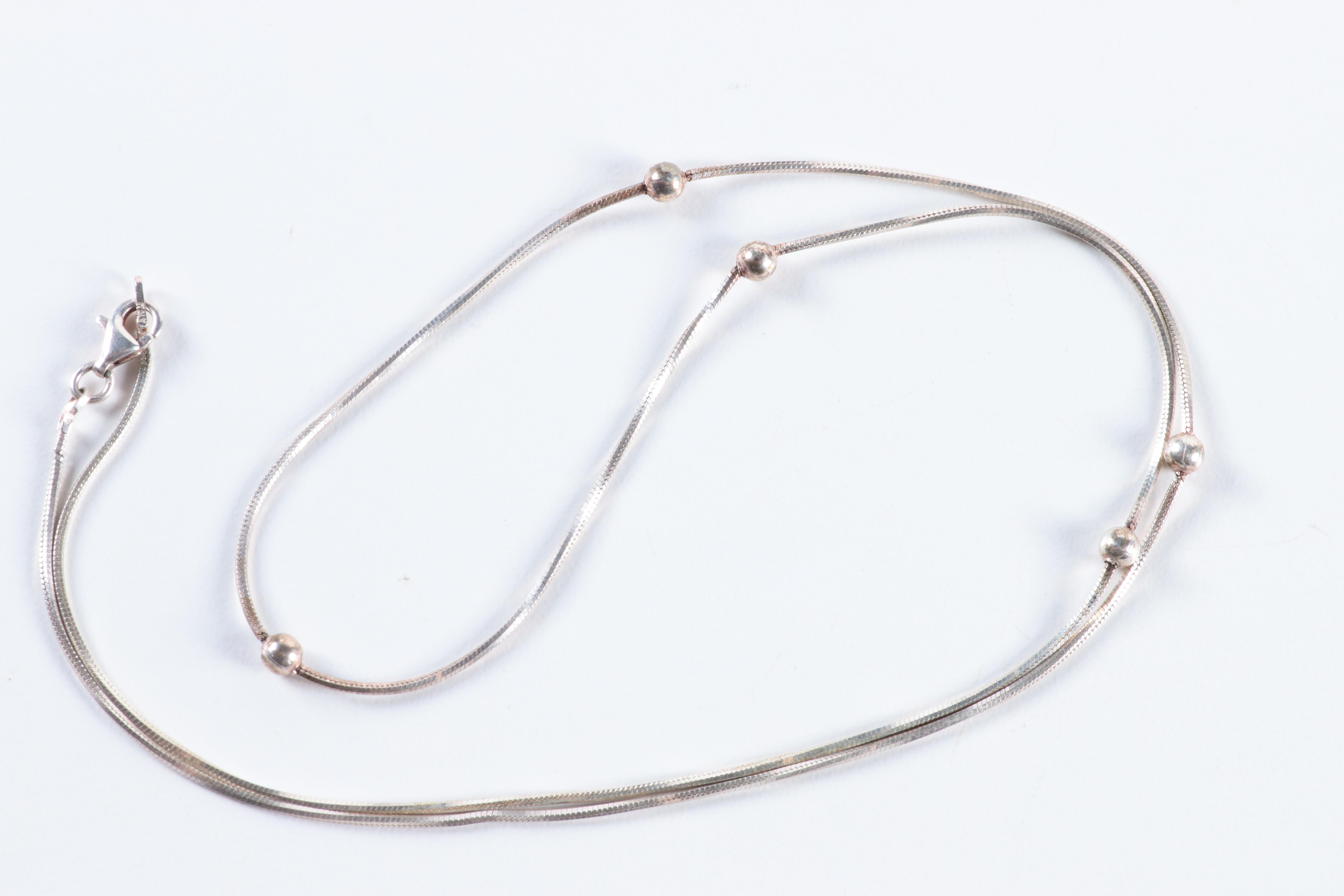 Assortment of Sterling Silver Necklaces and Chains